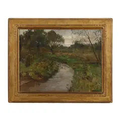 Meadowbrook by William Langson Lathrop, Oil on canvas (lined), sold Oct 2025