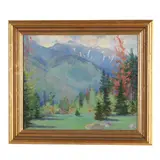 Mountain Landscape by Marion Boyd Allen, Oil on canvas, sold Oct 2025
