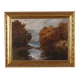 Lake with Autumn Trees by George Eastman Cook, Oil on canvas (lined), sold Oct 2025