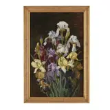 Still Life of Irises by George Eastman Cook, Oil on canvas, sold Oct 2025