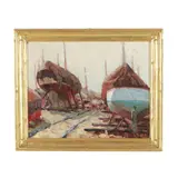 Dry Dock by Joseph Robert Barr, Oil on board, sold Oct 2025