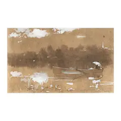 Woman in a Canoe with Parasol by Arthur Bowen Davies, Charcoal and gouache on paper, sold Oct 2025