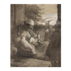 Twins by Arthur Bowen Davies, Charcoal and chalk on paper, sold Oct 2025