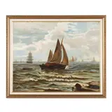 Sailing Ship at Sea by M.C. Moore, Oil on canvas, sold Oct 2025