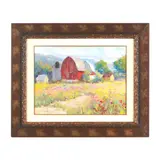 Three Barns and Flowers by Eric K. Wallis, Oil on canvas, sold Oct 2025