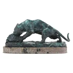 Tiger Devouring a Turtle by Georges Gardet, Patinated bronze, sold Oct 2025