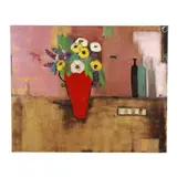 Still Life with Flowers by Charlotte Foust, Acrylic and collage on canvas, sold Oct 2025