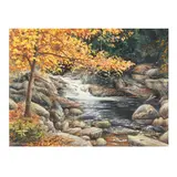 A Wooded Pool with Waterfall in Autumn by William Mangum, Watercolor and gouache on watercolor paper, sold Oct 2025