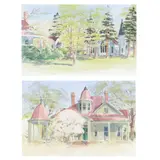 Two Framed North Carolina Landscapes by Everett Mayo, Watercolor on paper, sold Oct 2025