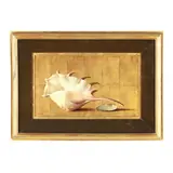 Still Life with Conch Shell by Michael Huggins, Oil and gold leaf on panel, sold Oct 2025