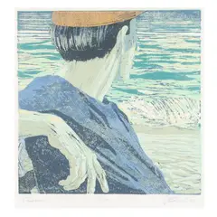 Observer by Maud Gatewood, Reduction linocut in colors, sold Oct 2025