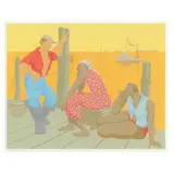 Waiting for the Shrimp Boat by Claude Howell, Serigraph in colors, sold Oct 2025