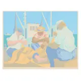 Sunny Day, Mending Nets by Claude Howell, Serigraph in colors, sold Oct 2025