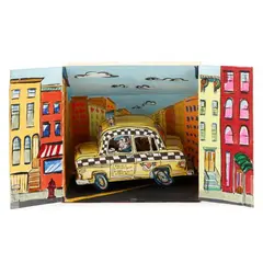 Ruckus Taxi , Presented in Hand-Painted Diorama Box by Red Grooms, Three-dimensional lithograph in colors, sold Oct 2025