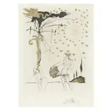 Le Poète Contumace (The Rebel Poet) by Salvador Dalí, Drypoint etching with detailed gold flakes on Japan paper, sold Oct 2025