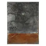 Moon by Gerry Lynch, Mixed media collage and acid etching on assembled metal panel, sold Oct 2025