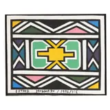 Ndebele Abstract by Esther Mahlangu, Acrylic on canvas, sold Oct 2025