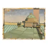 Capital Dome, Raleigh, NC. Looking South, No. 3 by James McElhinney, Oil on paper collage, sold Oct 2025