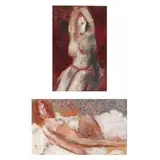 Two Figural Paintings by Julien Binford, Each a gouache on paper, sold Oct 2025