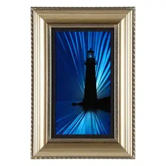 The Lighthouse by Chris DeRubeis, Mixed media and air-brush painting on hand ground aluminum, sold Oct 2025