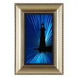 The Lighthouse by Chris DeRubeis, Mixed media and air-brush painting on hand ground aluminum, sold Oct 2025