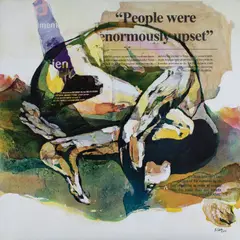 People were enormously upset by Bruce Clarke, 2009, Collage et acrylique sur toile, sold Oct 2020