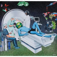 Le Monde au Scanner by Amani Bodo, 2020, Huile sur tissu, sold Oct 2020