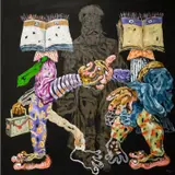 Negociando by Cristiano Mangovo Brás, 2018, Acrylique sur toile, sold Oct 2020