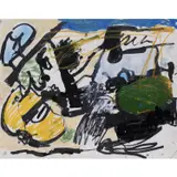 Sans titre by Eddie Martinez, 2016, Encre, huile, feutre, pastel gras, peinture en spray et peinture émaillée sur papier, sold Jan 2021