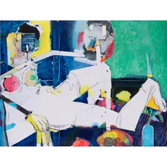 Dans la serre by Magnus von Plessen, 2012, Huile et fusain sur toile, sold Jan 2021