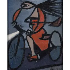 Sans titre, (la ciclista) by Óscar Domínguez, 1945, Huile sur toile, sold Apr 2021