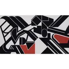 Sans titre, La longue marche by Jean Dewasne, Gouache sur papier marouflé sur panneau, sold Apr 2021