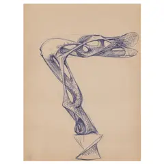 Sans titre, Etude de Sculpture by Agustín Cárdenas, Stylo bille sur papier, sold Jun 2021