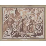 Bacchanale by Louis-Félix de la Rue, Plume et encre brune, lavis brun, sold Mar 2021
