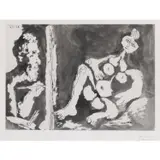 Peintre et modèle avec un nœud dans les cheveux - 1964 by Pablo Picasso, Aquatinte et eau-forte sur papier vélin BFK Rives, sold Dec 2021