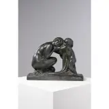 Femme et enfant by Paul Traverse, circa 1930, Bronze à patine verte, sold Oct 2021