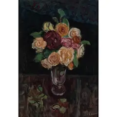 Roses dans un verre by Charles Camoin, circa 1948-1950, Huile sur toile, sold Oct 2021