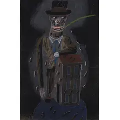 La pretension del Arquitecto by Antonio Seguí, 1984, Huile et pastel gras de couleur sur toile, sold Oct 2021