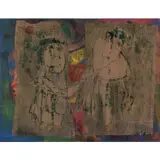 Dialogue by Gina Pellón, 1996, Technique mixte et collage sur toile, sold Oct 2021