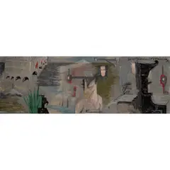 Goat man and terminator X by Bill Hammond, 1988, Huile sur plaque de métal, sold Sep 2021