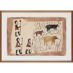 La chasse, vers 1930s by Albert Lubaki, Encre et aquarelle sur papier Signé 'Lubaki' au centre à gauche, sold Nov 2021