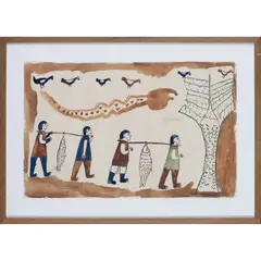 Le retour de la pêche, vers 1930s by Albert Lubaki, Encre et aquarelle sur papier Signé 'Lubaki' au centre à droite, sold Nov 2021