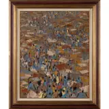 Blue People by Ablade Glover, 1992, Huile sur toile, sold Nov 2021