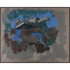 Kaufmann House (Falling water) by Judy Rifka, 1984, Huile sur toile de lin, sold Dec 2021