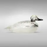 Prototype Anitra (Duck), model 410.05 D by Toni Zuccheri, 1980, clear glass, black and white opaque glass, sold Mar 2023
