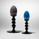 Murrine eggs with glass stands, set of two by Ludovico Diaz de Santillana, 1964, glass with murrine, sold Mar 2023