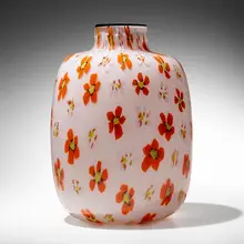 Unique vase by Malvino Pavanello & Figli, c. 1970, internally decorated glass, sold Mar 2023