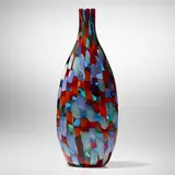 Pezzato bottle, model 4319 by Fulvio Bianconi, c. 1950, polychrome patchwork glass, sold Mar 2023