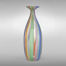 Unique Millerighe vase by Ermanno Toso, c. 1954, glass with polychrome canes, sold Mar 2023