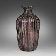 Zanfirico vase by Ercole Barovier, c. 1980, fused zanfirico glass canes, sold Mar 2023
